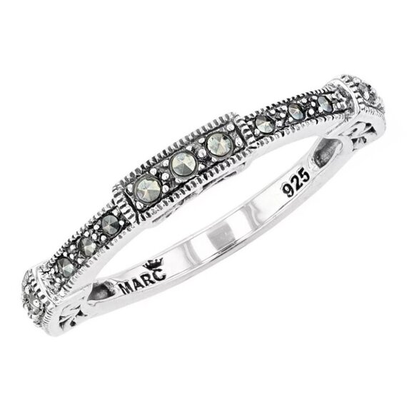 Lavish by TJM Sterling Silver Marcasite Filigree Band Ring – Oxidized Finish 6 - Picture 4 of 6